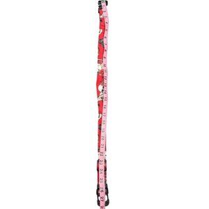 Adjustable Red Dog Collar With Skull & Rose Print For Medium To Large Breeds